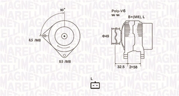 Alternator potrivit VOLVO S40 I, V40; MITSUBISHI CARISMA, SPACE STAR; NISSAN INTERSTAR, PRIMASTAR; OPEL MOVANO A, VIVARO A; RENAULT AVANTIME, CLIO II, ESPACE III 1.2-2.5D dupa 1999 - (12V, 125A) [3]
