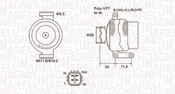 Alternator (12V, 130A) potrivit LEXUS IS II; TOYOTA AVENSIS, COROLLA VERSO, RAV 4 III, VERSO 2.0D 2.2D 08.05-10.18