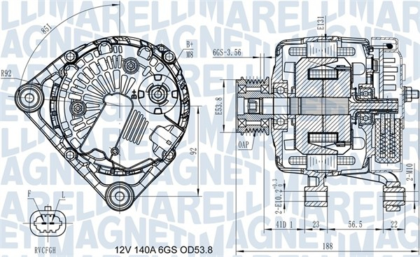 Alternator (12V, 140A) potrivit CHEVROLET TRAX; OPEL ASTRA J, ASTRA J GTC, INSIGNIA A, ZAFIRA C; SAAB 9-5 1.6 1.6CNG 1.8 07.08-