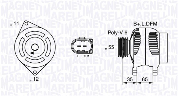 Alternator (12V, 150A) potrivit ALFA ROMEO 159, BRERA, SPIDER 3.2 04.03-11.11