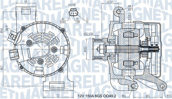 Alternator (12V, 150A) potrivit FORD FOCUS C-MAX, FOCUS II 2.0 2.0CNG 2.0LPG 03.04-09.12