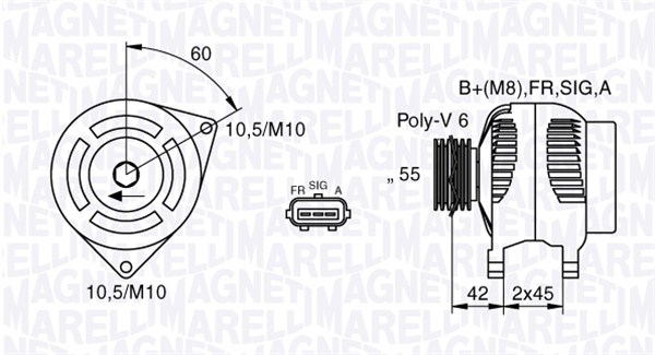 Alternator (12V, 150A) potrivit VOLVO C30, C70 II, S40 II, V50; FORD FIESTA V, FOCUS C-MAX, FOCUS II, FUSION, KUGA I; MAZDA 3 1.6D 2.0D 10.03-12.12