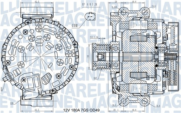 Alternator (12V, 180A) potrivit BMW 1 (E82), 1 (E88), 3 (E90), 3 (E91), 3 (E92), 3 (E93) 3.0 06.06-12.13