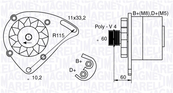 Alternator potrivit FIAT DOBLO, DOBLO/MINIVAN, PALIO, PANDA, PUNTO, PUNTO/HATCHBACK, SEICENTO / 600, STRADA 1.1/1.2 dupa 1991 - (12V, 65A) [3]