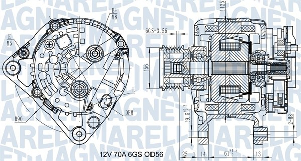 Alternator (12V, 70A) potrivit AUDI A3; SEAT CORDOBA, CORDOBA VARIO, IBIZA II, IBIZA III, IBIZA IV, IBIZA IV SC, INCA, LEON, TOLEDO II; SKODA FABIA I, FABIA II, OCTAVIA I 1.4-2.8 11.95-