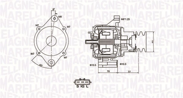 Alternator (12V, 70A) TOYOTA HIACE IV, HILUX VI 2.4D intre 1995-2002