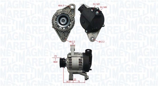 Alternator (12V, 75A) potrivit FIAT BRAVA, BRAVO I, MAREA; LANCIA DEDRA, DELTA II 1.6 10.95-05.02