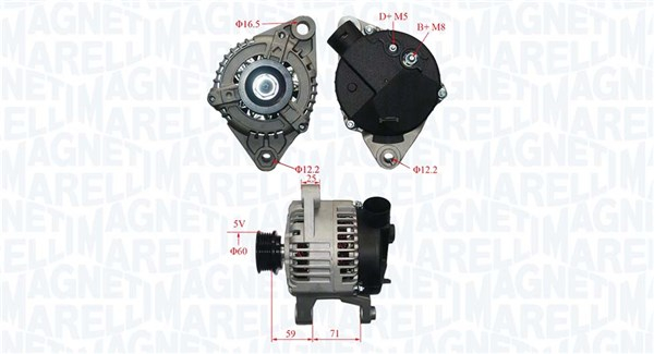 Alternator (12V, 85A) potrivit FIAT BRAVA, BRAVO I, MAREA; LANCIA DEDRA, DELTA II 1.6 1.6CNG 10.95-05.02