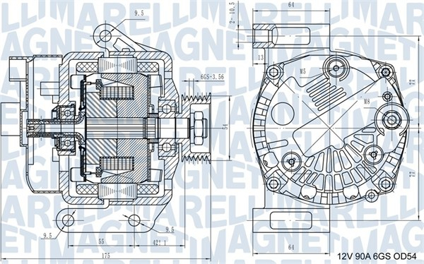 Alternator (12V, 90A) potrivit FIAT GRANDE PUNTO 1.3D 10.05-06.13