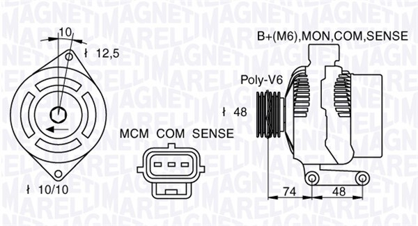 Alternator (12V, 90A) potrivit FORD C-MAX, FIESTA V, FOCUS C-MAX, FOCUS I, FOCUS II, FUSION 1.25-1.8 10.98-12.12