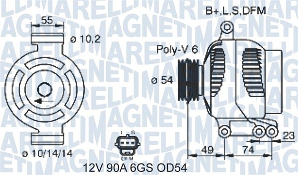 Alternator (12V, 90A) potrivit FORD FIESTA V, KA, STREET KA 1.3 1.6 02.01-11.08