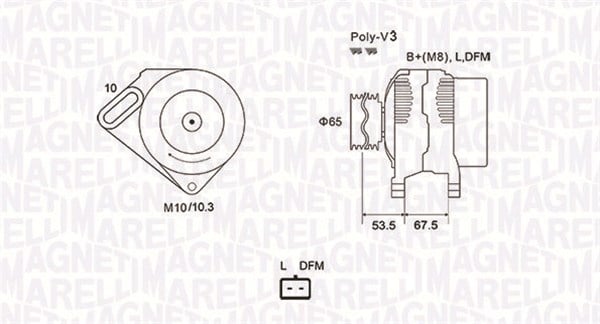 Alternator (12V, 95A) potrivit DACIA LOGAN, LOGAN II, LOGAN MCV II, SANDERO, SANDERO II; NISSAN KUBISTAR; RENAULT CLIO II, CLIO II HATCHBACK, CLIO III, KANGOO, KANGOO EXPRESS 1.2-2.0 08.97-