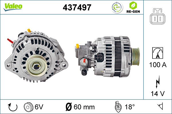 Alternator potrivit HONDA CIVIC VII; OPEL ASTRA G, ASTRA G/KOMBI, COMBO TOUR, COMBO/MINIVAN, CORSA C, CORSA C/HATCHBACK, MERIVA A 1.3D/1.7D dupa 2000 - (14V, 100A) [3]