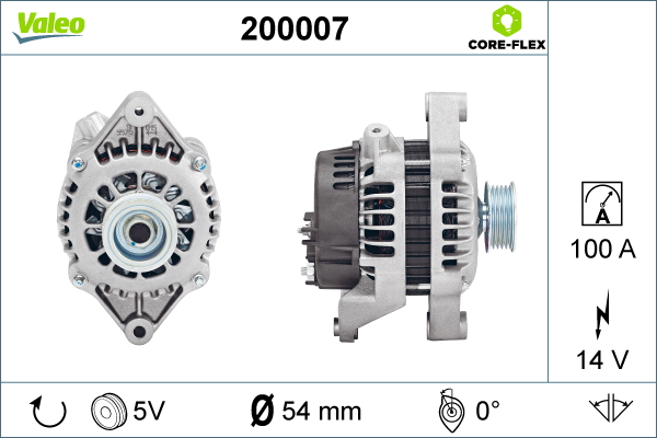 Alternator (14V, 100A) potrivit OPEL ASTRA G, ASTRA G CLASSIC, ASTRA G KOMBI, COMBO TOUR, COMBO MINIVAN, CORSA C, MERIVA A, SIGNUM, SPEEDSTER, TIGRA, VECTRA C, VECTRA C GTS 1.3D-2.0 02.98-