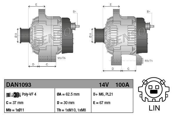 Alternator (14V, 100A) TOYOTA AURIS, COROLLA, YARIS 1.3 dupa 2011 [3]