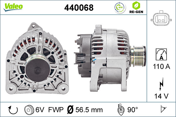 Alternator potrivit DACIA LOGAN; RENAULT CLIO II, CLIO III, CLIO III/HATCHBACK, FLUENCE, GRAND SCENIC II, GRAND SCENIC III, KANGOO, KANGOO BE BOP, KANGOO EXPRESS 1.2-1.6LPG dupa 1997 (14V, 110A) [3]
