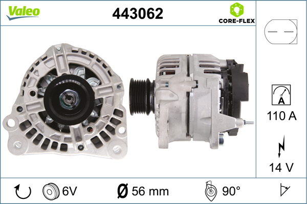 Alternator (14V, 110A) potrivit SEAT IBIZA III, IBIZA IV, IBIZA IV SC; VW BORA, BORA I, GOLF IV, POLO 1.4 1.6 10.01-05.15