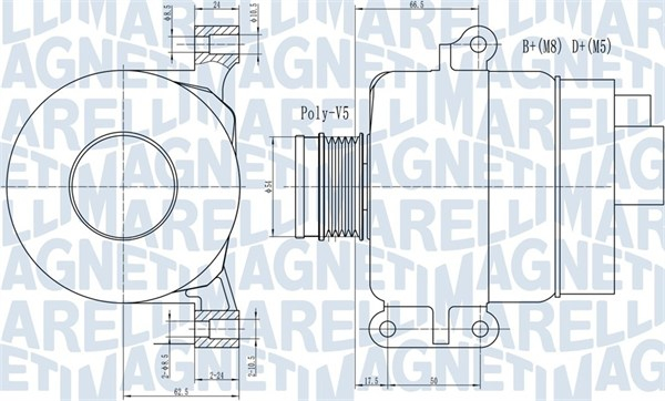 Alternator (14V, 120A) potrivit ABARTH GRANDE PUNTO, PUNTO EVO; ALFA ROMEO GIULIETTA, MITO; FIAT 500, 500 C, 500L, 500X, BRAVO II, DOBLO, DOBLO CARGO, GRANDE PUNTO, LINEA 0.9-1.4LPG 05.07- [3]