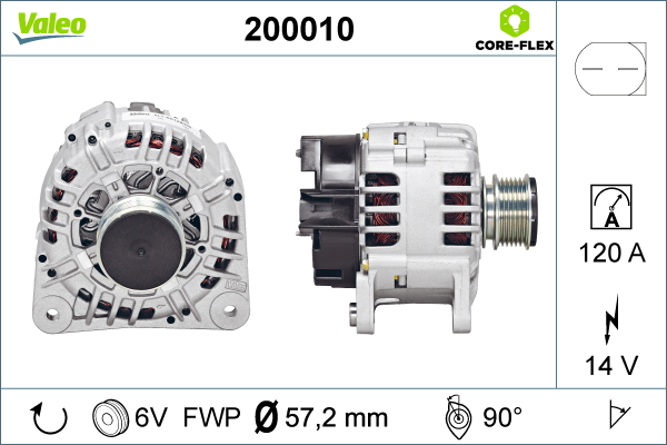 Alternator (14V, 120A) potrivit AUDI A2, A3, A4 B5, A4 B6, A6 C4, A6 C5, TT; FORD GALAXY I; SEAT ALHAMBRA, AROSA, CORDOBA, CORDOBA VARIO, IBIZA II, IBIZA III, IBIZA IV 1.0-3.2 02.90-08.15