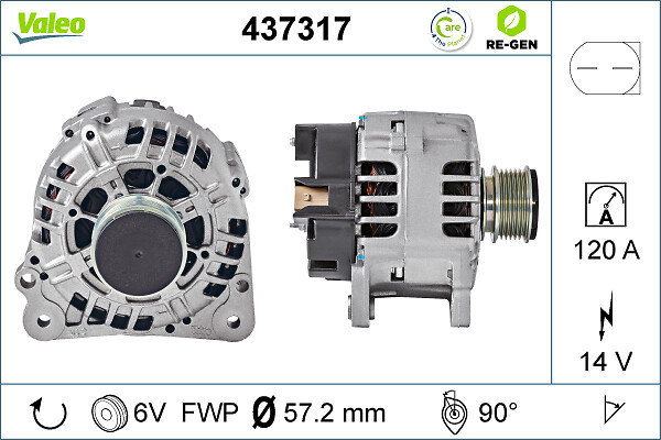 Alternator potrivit AUDI A2, A3, A4 B5, A6 C4, A6 C5, TT; FORD GALAXY I; SEAT ALHAMBRA, AROSA, CORDOBA, CORDOBA VARIO, IBIZA II, IBIZA III, IBIZA IV, IBIZA IV SC, INCA 1.0-3.2 dupa 1990 (14V, 120A) [3]
