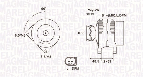 Alternator (14V, 120A) potrivit AUDI A2; SEAT AROSA, CORDOBA, IBIZA III, IBIZA IV, IBIZA IV SC; SKODA FABIA I, FABIA I PRAKTIK, FABIA II, FABIA III, ROOMSTER, ROOMSTER PRAKTIK 1.2D-2.8 08.92-