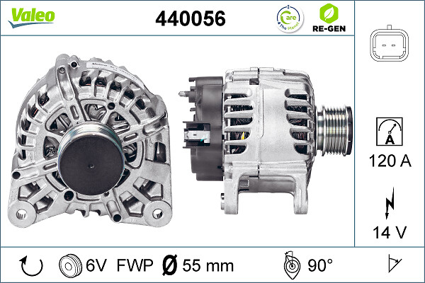 Alternator (14V, 120A) potrivit DACIA DOKKER, DOKKER EXPRESS MINIVAN, DUSTER, DUSTER SUV, LODGY, LOGAN, LOGAN EXPRESS, LOGAN II, LOGAN MCV, LOGAN MCV II, SANDERO 1.5D 1.6 1.6LPG 06.01-