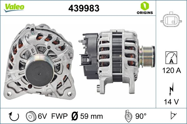 Alternator (14V, 120A) potrivit DACIA DOKKER, DOKKER EXPRESS MINIVAN, DUSTER, DUSTER SUV, LODGY, LOGAN, LOGAN EXPRESS, LOGAN II, LOGAN MCV, LOGAN MCV II, SANDERO, SANDERO II 1.5D 09.05-