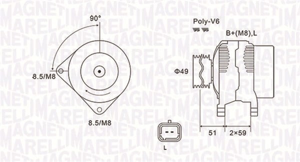 Alternator (14V, 120A) potrivit DACIA LOGAN, LOGAN EXPRESS, LOGAN MCV, SANDERO; NISSAN KUBISTAR, MICRA III; RENAULT CLIO II, CLIO II HATCHBACK, CLIO III, KANGOO, KANGOO EXPRESS 1.5D 06.01-