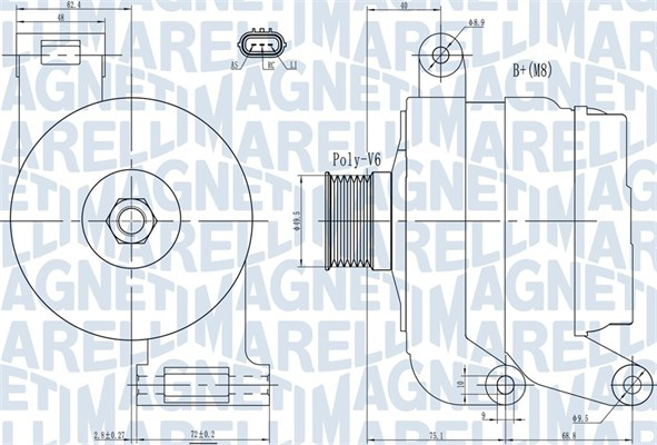 Alternator (14V, 120A) potrivit FORD C-MAX, FOCUS C-MAX, FOCUS II 1.8-2.0LPG 10.03-09.12