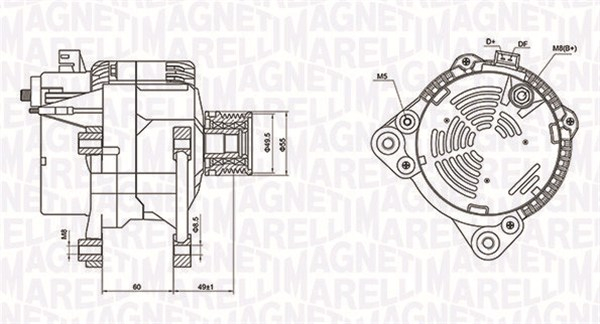 Alternator (14V, 120A) potrivit FORD GALAXY I; SEAT ALHAMBRA, CORDOBA, CORDOBA VARIO, IBIZA II, INCA, TOLEDO I; VW CADDY II, CADDY II MINIVAN, GOLF III, GOLF IV 1.7D-2.9 02.93-01.04