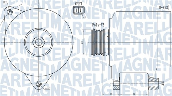 Alternator (14V, 120A) potrivit HYUNDAI ELANTRA IV, I20 I, I30, MATRIX; KIA CARENS III, CEE D, CERATO I, PRO CEE D, RIO II, SOUL I, VENGA 1.1D-1.6D 12.04-