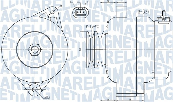 Alternator (14V, 120A) potrivit TOYOTA LAND CRUISER 100 4.2D 01.98-08.07