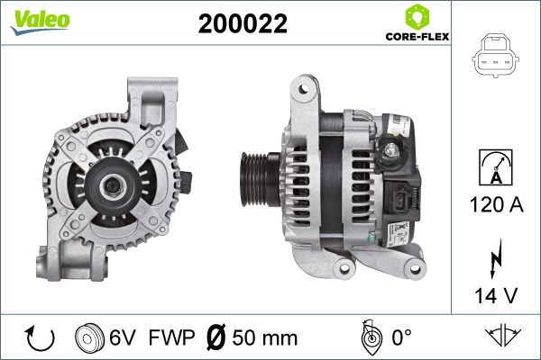 Alternator (14V, 120A) potrivit VOLVO C30, S40 II, V50; FORD C-MAX, FOCUS C-MAX, FOCUS II 1.4-2.5 10.03-12.12