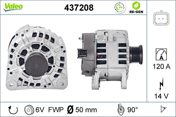 Alternator (14V, 120A) potrivit VOLVO S40 I, V40; MITSUBISHI CARISMA, SPACE STAR; NISSAN INTERSTAR, PRIMASTAR; OPEL MOVANO A, VIVARO A; RENAULT ESPACE III, LAGUNA I, LAGUNA II 1.8-2.5D 07.95-