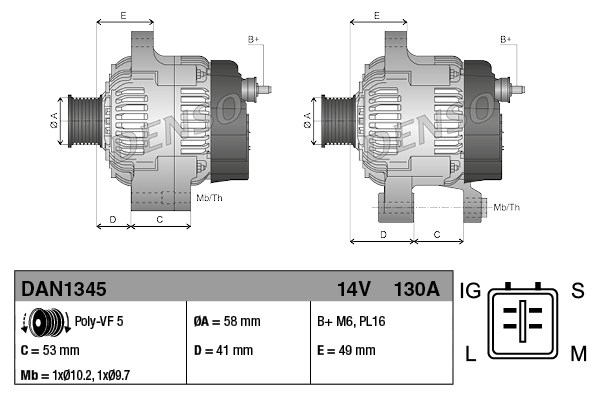 Alternator (14V, 130A) TOYOTA AVENSIS VERSO, PREVIA, RAV 4 II 2.0D intre 2001-2006 [3]