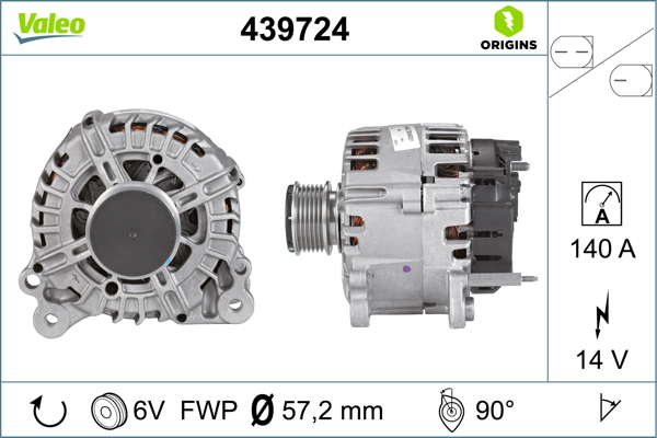 Alternator (14V, 140A) potrivit AUDI A1, A3, A4 ALLROAD B8, A4 B8, Q3, TT; SEAT ALHAMBRA, ALTEA, ALTEA XL, LEON, TOLEDO IV; SKODA FABIA II, OCTAVIA II, RAPID, ROOMSTER 1.4-2.0D 05.03-