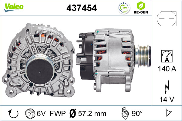 Alternator (14V, 140A) potrivit AUDI A1, A3, A4 B6, A4 B7, A8 D4, Q3, TT; CHRYSLER SEBRING; DODGE AVENGER, CALIBER, JOURNEY; FORD GALAXY I; JEEP COMPASS, PATRIOT; SEAT ALHAMBRA 1.0-4.2 09.95-