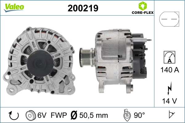 Alternator (14V, 140A) potrivit VW AMAROK, CALIFORNIA T5 CAMPER, CALIFORNIA T6 CAMPER, CRAFTER 30-35, CRAFTER 30-50, MULTIVAN T5, MULTIVAN T6, PASSAT B6, TRANSPORTER T5 2.0D 3.6 04.07-05.22