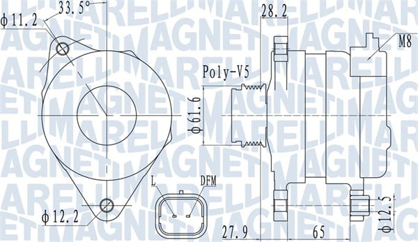 Alternator (14V, 150A) potrivit ALFA ROMEO 159; FIAT CROMA 2.4D 06.05-12.11