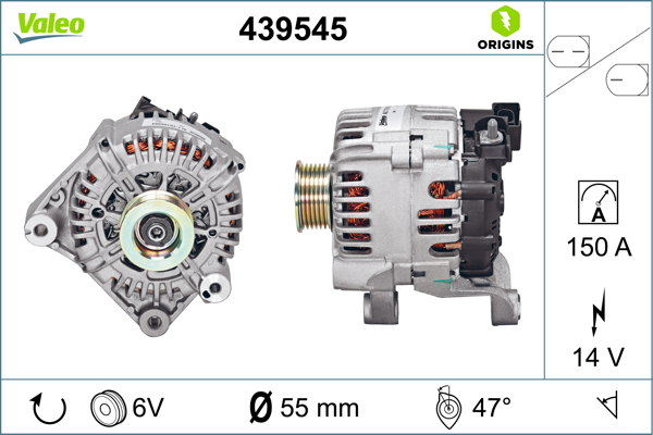 Alternator (14V, 150A) potrivit BMW 1 (E87), 3 (E90), 3 (E91), 3 (E92), 3 (E93), 5 (E60), 5 (E61), 7 (E65, E66, E67) 2.0-3.0D 06.02-12.13