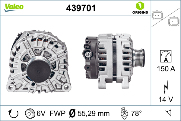 Alternator potrivit DS DS 3; CITROEN BERLINGO, BERLINGO MULTISPACE, BERLINGO/MINIVAN, C3 II, C3 PICASSO, C4, C4 AIRCROSS, C4 GRAND PICASSO I 1.4D/1.6D/2.0D dupa 2004 - (14V, 150A) [3]