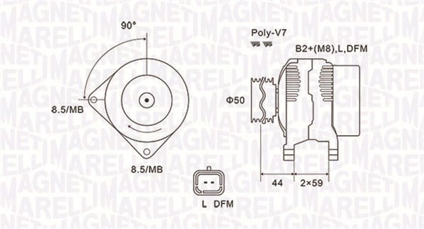 Alternator (14V, 150A) potrivit NISSAN INTERSTAR, PRIMASTAR; OPEL MOVANO A, VIVARO A; RENAULT LAGUNA II, MASTER II, MEGANE II, MEGANE III, SCENIC II, SCENIC III, TRAFIC II 1.9D-2.5D 10.01-