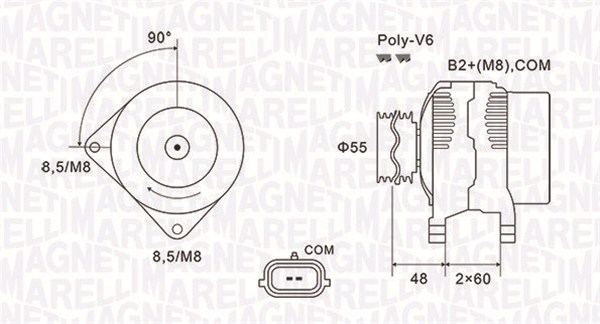 Alternator (14V, 150A) potrivit RENAULT CLIO II, CLIO III, CLIO III HATCHBACK, FLUENCE, GRAND SCENIC III, KANGOO BE BOP, KANGOO EXPRESS, KANGOO II, LAGUNA, MEGANE 1.5D 1.6 1.6ALK 10.03-