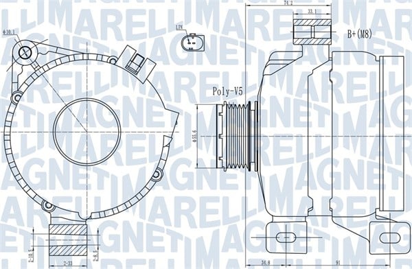 Alternator (14V, 150A) potrivit VOLVO C30, C70 II, S40 II, V50; FORD KUGA I 2.0D-2.5 01.04-06.13