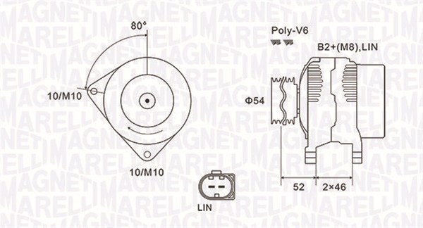 Alternator (14V, 150A) potrivit VOLVO C30, S80 II, V40, V50; FORD B-MAX, C-MAX II, ECOSPORT, FIESTA VI, FOCUS III, FOCUS III KOMBI, GALAXY II, GRAND C-MAX, MONDEO IV, MONDEO V 1.4D-2.0D 05.06-