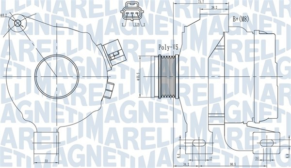 Alternator (14V, 150A) potrivit VOLVO C70 II, S40 II, V50 2.4 2.4D 2.5 01.04-12.12