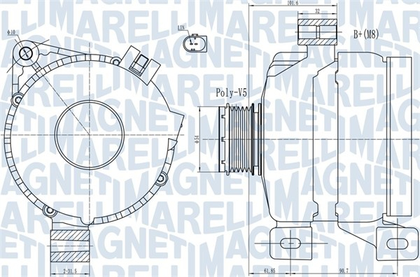 Alternator (14V, 150A) potrivit VOLVO S40 II, S80 II, V50, V60 I, V70 III, XC70 II; FORD S-MAX 2.0D-2.5ALK 03.06-04.16