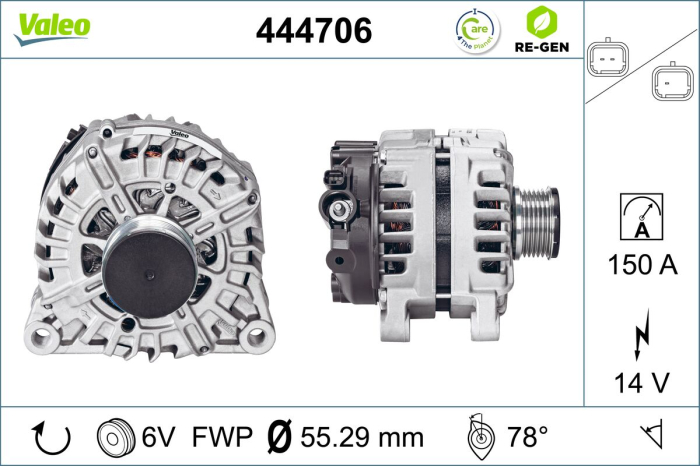 Alternator (14V, 150A, reconditionat) potrivit DS DS 3; CITROEN BERLINGO, BERLINGO MULTISPACE, BERLINGO MINIVAN, C3 II, C3 II HATCHBACK, C3 PICASSO, C4 AIRCROSS 1.4D 1.6D 2.0D 05.04-