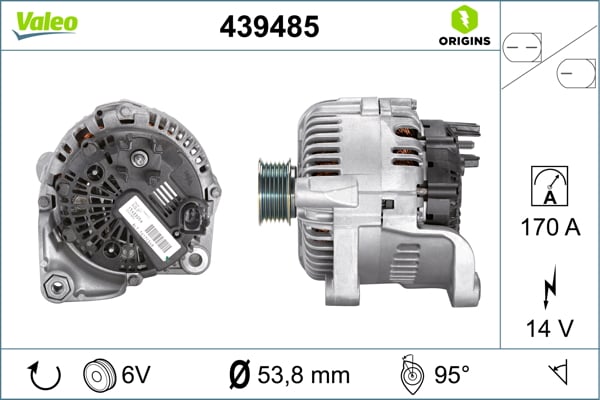 Alternator (14V, 170A) potrivit BMW 5 (E60), 5 (E61), 6 (E63), 6 (E64), 7 (E65, E66, E67) 2.0D 2.5D 3.0D 06.02-12.10