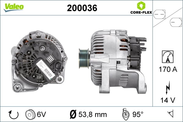 Alternator (14V, 170A) potrivit BMW 5 (E60), 5 (E61), 6 (E63), 6 (E64), 7 (E65, E66, E67) 2.0D 2.5D 3.0D 06.02-12.10